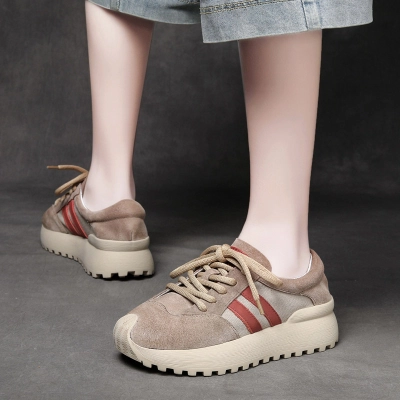 Ji Shu 2024 spring leather lace-up casual women's shoes 01