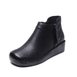Ji Shu 24 spring and summer head layer cowhide perforated single boots