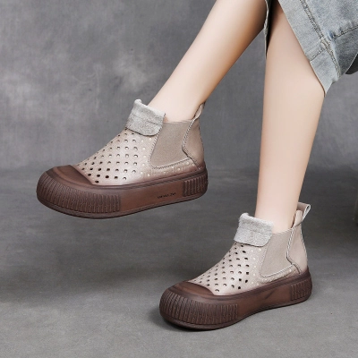 Ji Shu 24 spring and summer new head layer cowhide thick bottom hollow boots 02