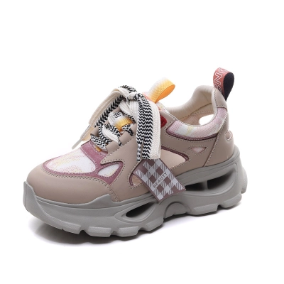 Jishu 2023 summer head cowhide hollow colorblocking sports women's shoes 02