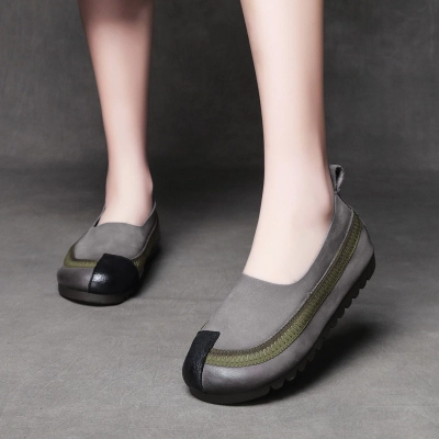 Jishu 2024 spring handmade retro leather flat women's shoes 02