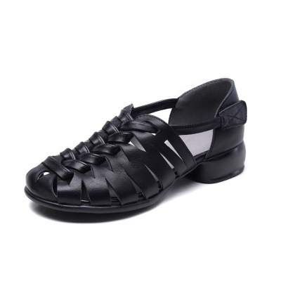 Jishu 24 head cowhide hollow low heel women's shoes 02