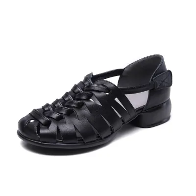 Jishu 24 head cowhide hollow low heel women's shoes 02