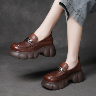 Jishu 24 leather round head lazy women's shoes  02