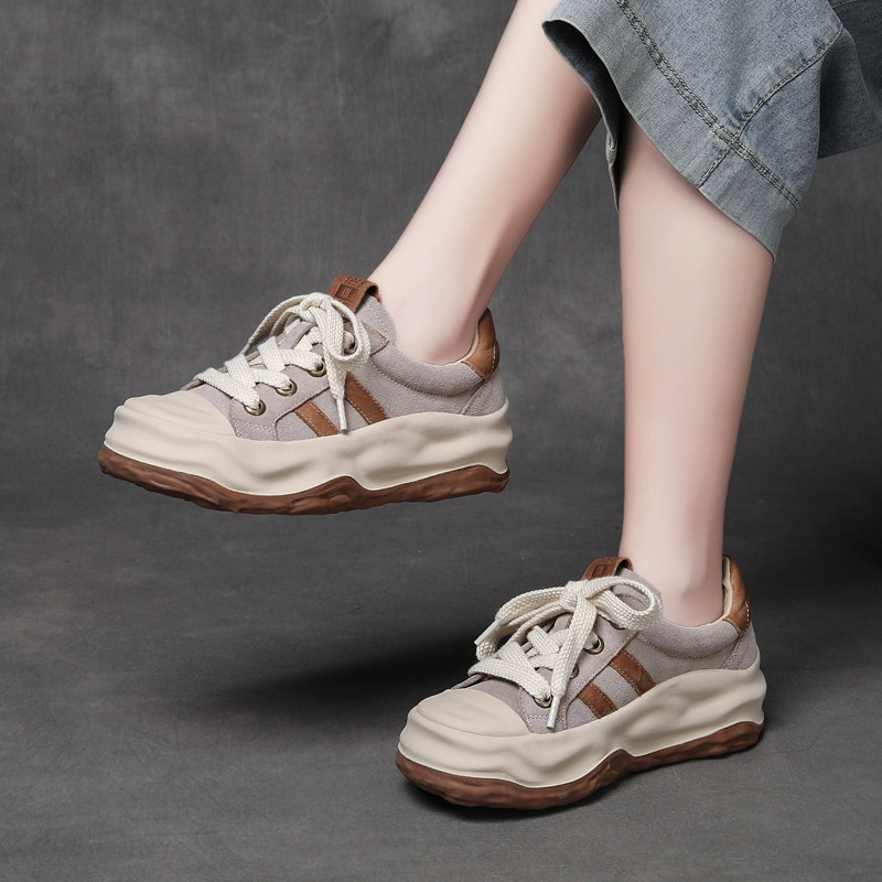 Jishu 24 new cowhide middle heel small white shoes 