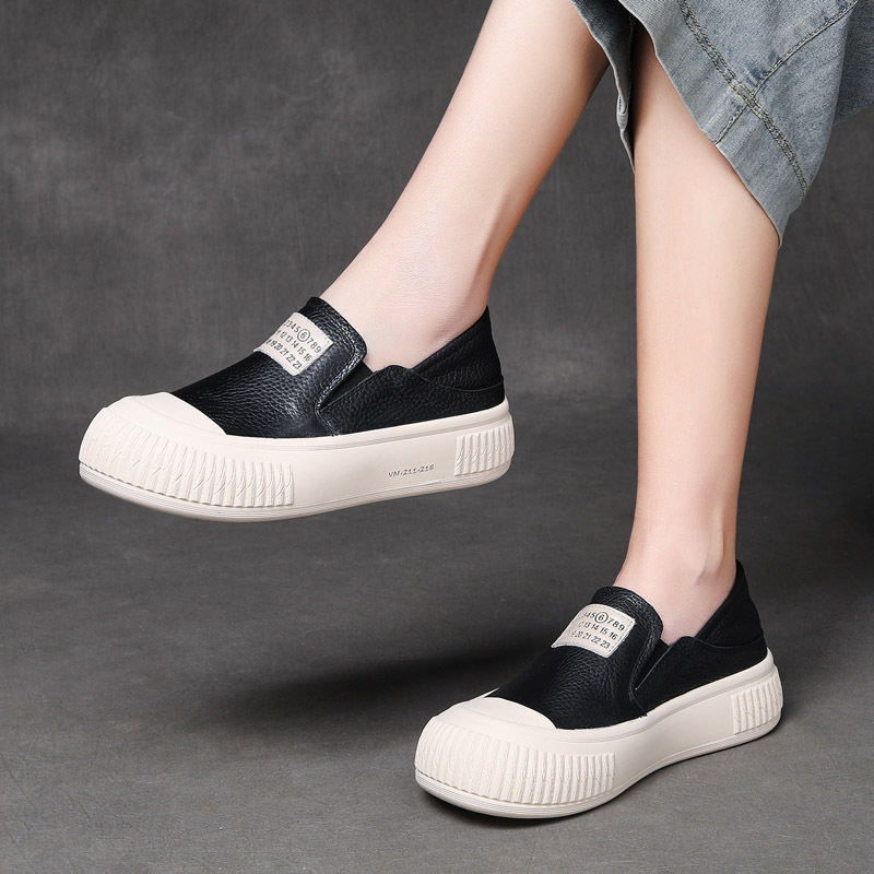 Jishu 24 spring leather thick bottom letters women's shoes