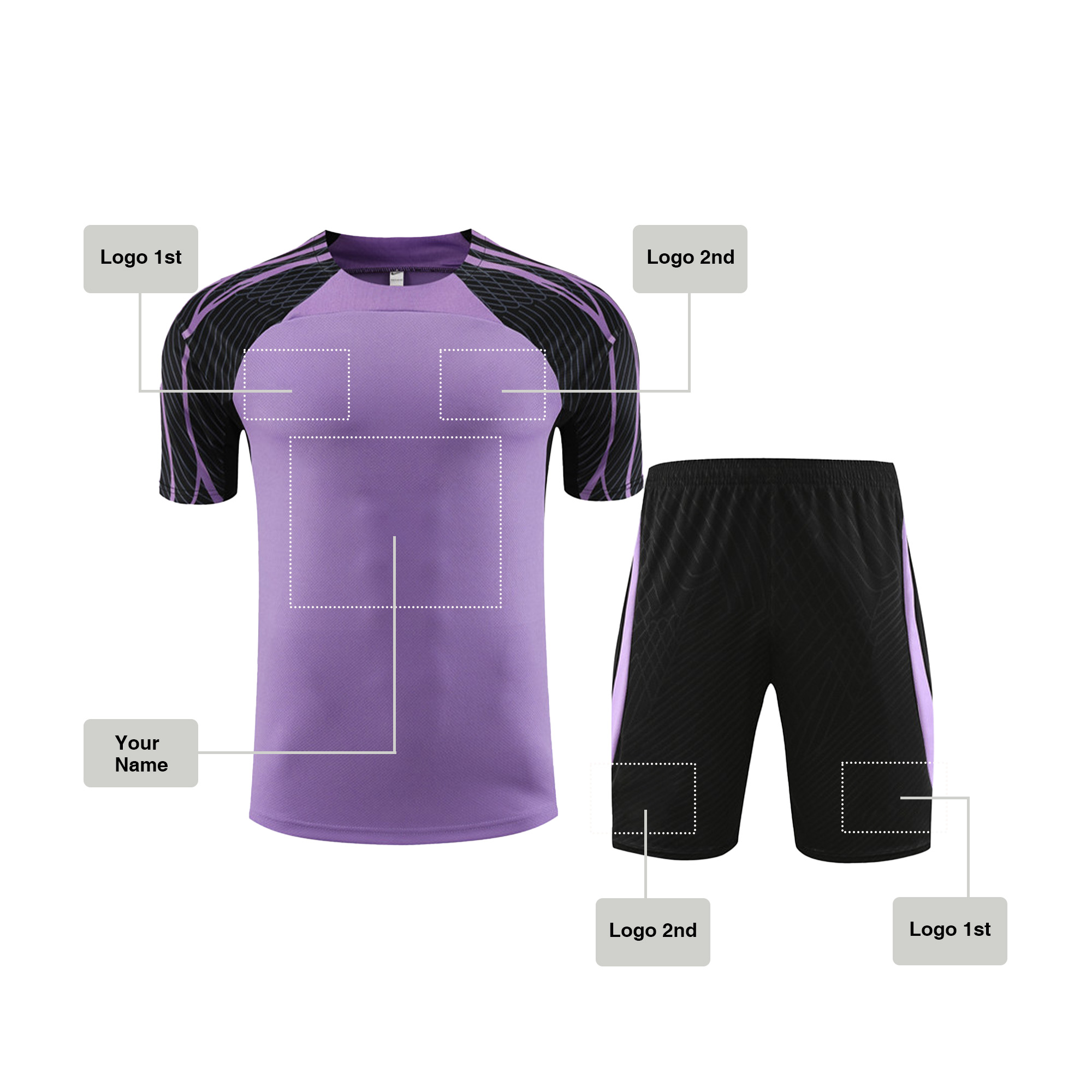 Custom Soccer jersey Football shirt Black Purple style, sj007