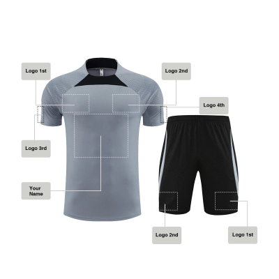 Custom Soccer jersey Football shirt Grey black style, sj009 01