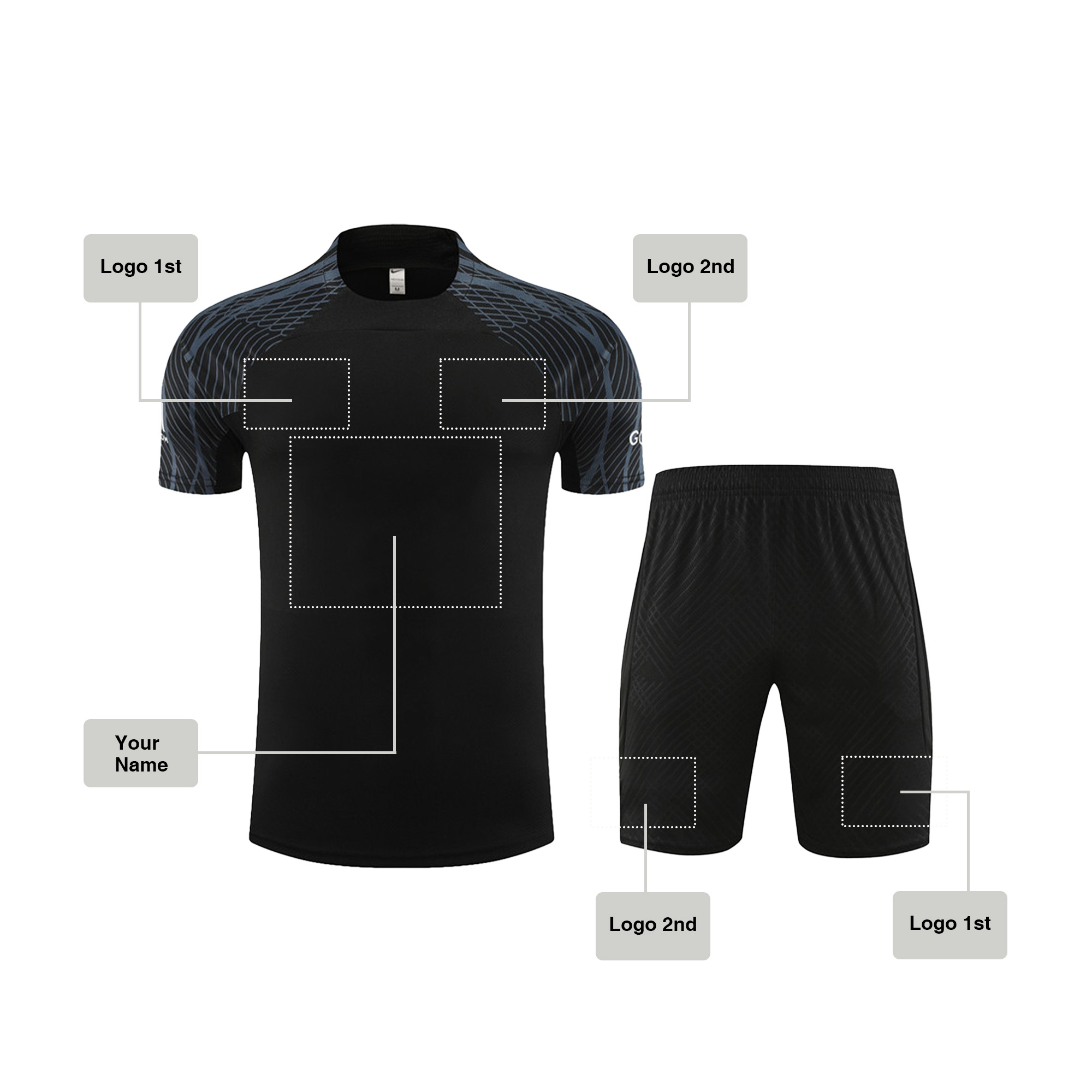 Custom Soccer jersey Football shirt Black style, sj006