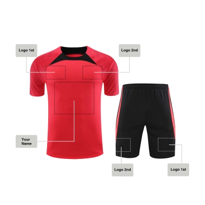 Custom Soccer jersey Football shirt Red black style, sj002 01