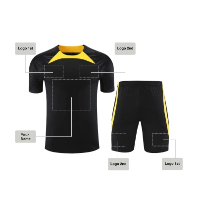 Custom Soccer jersey Football shirt Black yellow style, sj003 01