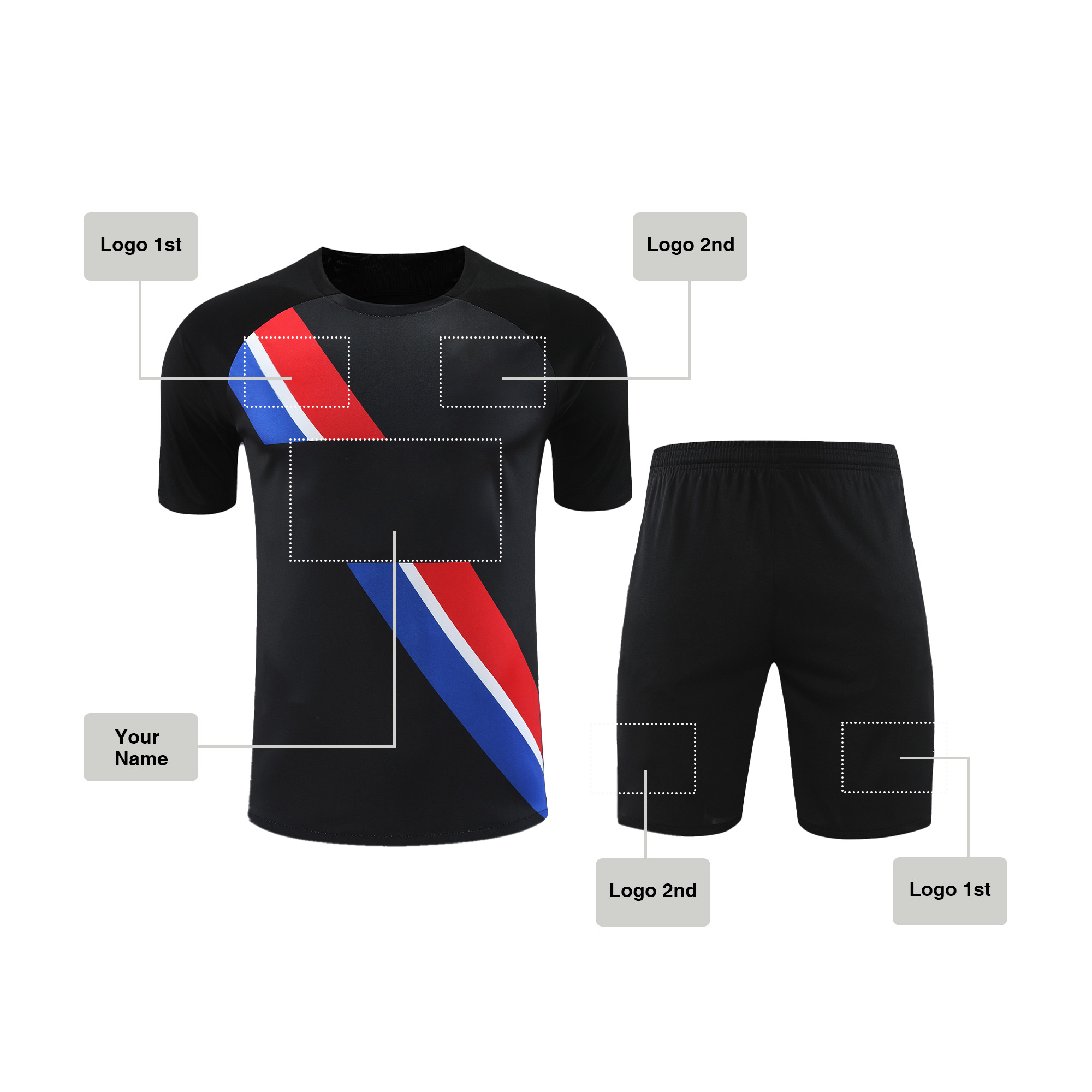 Custom Soccer jersey Football shirt Black style, sj0011