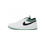 Air Jordan 1 Low White Lucky Green Tumbled Leather (GS) 553560-129