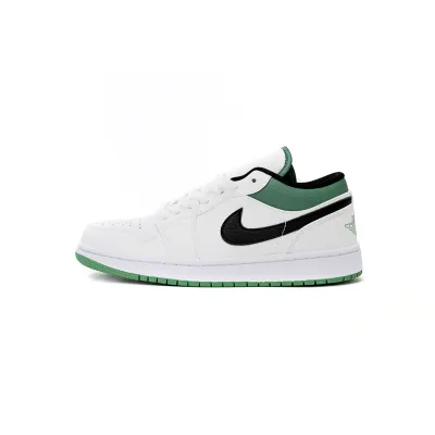 Air Jordan 1 Low White Lucky Green Tumbled Leather (GS) 553560-129 01
