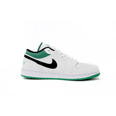 Air Jordan 1 Low White Lucky Green Tumbled Leather (GS) 553560-129 02