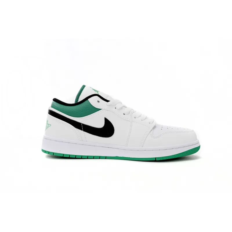 Air Jordan 1 Low White Lucky Green Tumbled Leather (GS) 553560-129