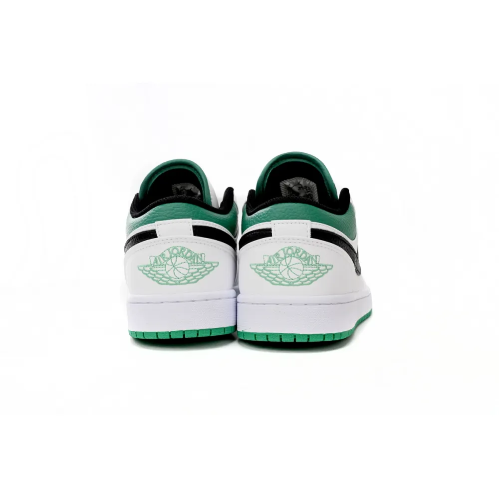 Air Jordan 1 Low White Lucky Green Tumbled Leather (GS) 553560-129
