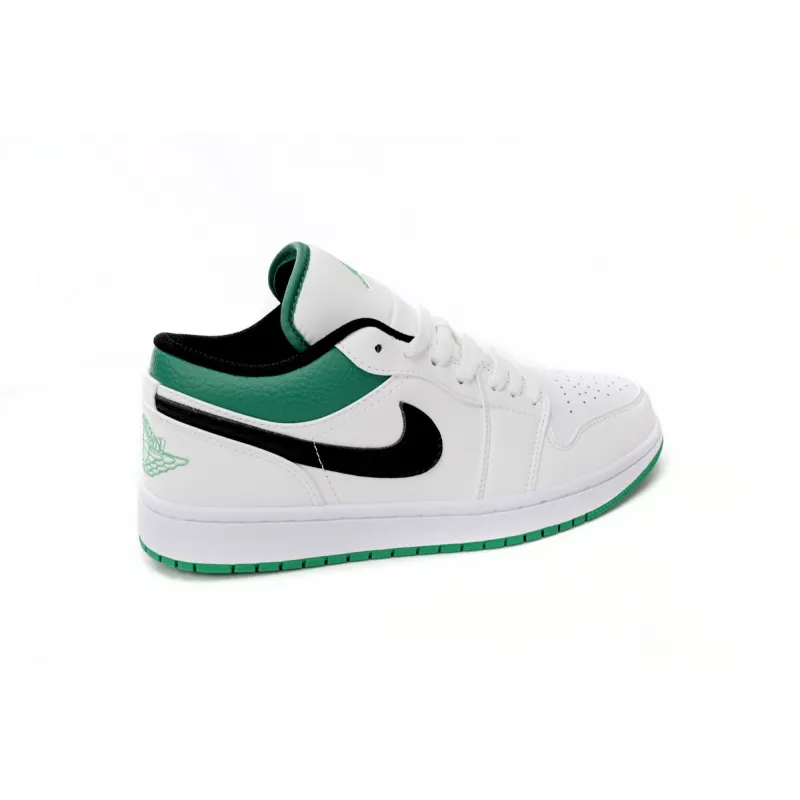 Air Jordan 1 Low White Lucky Green Tumbled Leather (GS) 553560-129