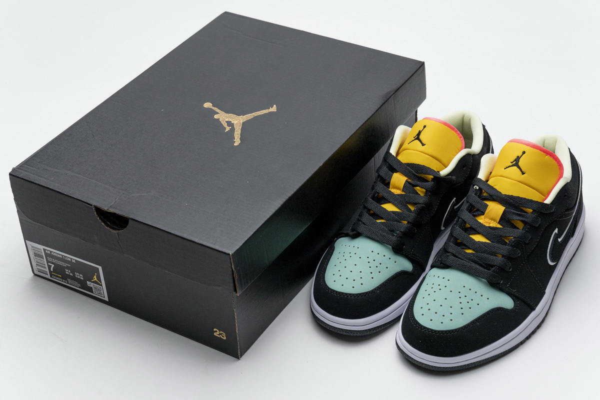 Air Jordan 1 Low Black Aurora Green Laser Orange CK3022-013