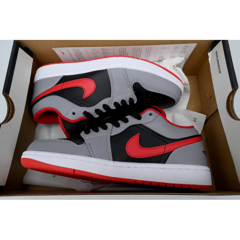 Air Jordan 1 Low Black Light Smoke Grey Gym Red 553558-060