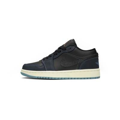 Air Jordan 1 Low SE Black Dark Obsidian Snakeskin (Women's) FJ5478-010 01
