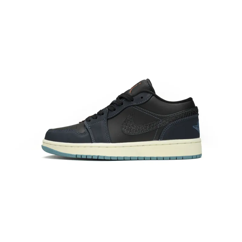 Air Jordan 1 Low SE Black Dark Obsidian Snakeskin (Women's) FJ5478-010