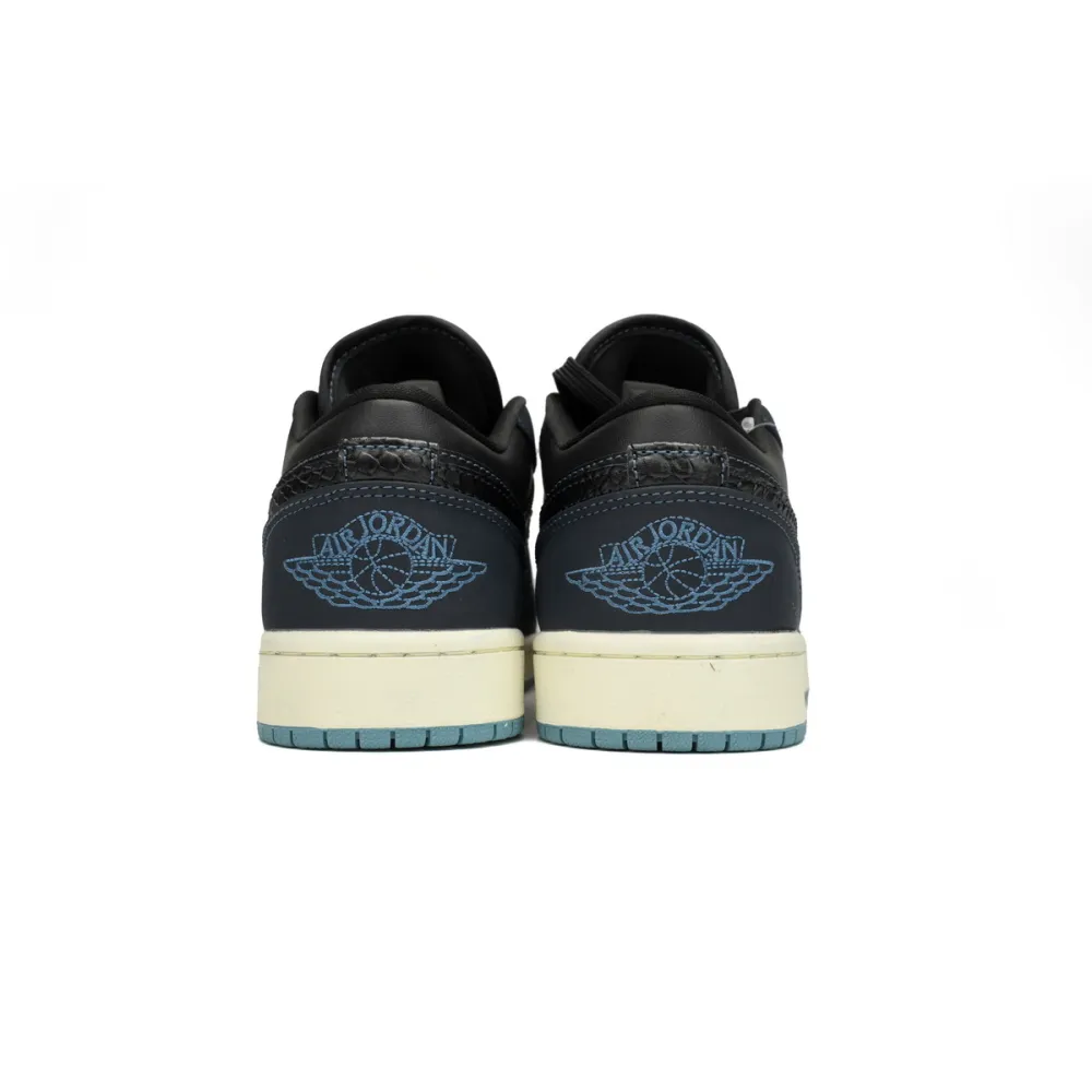 Air Jordan 1 Low SE Black Dark Obsidian Snakeskin (Women's) FJ5478-010