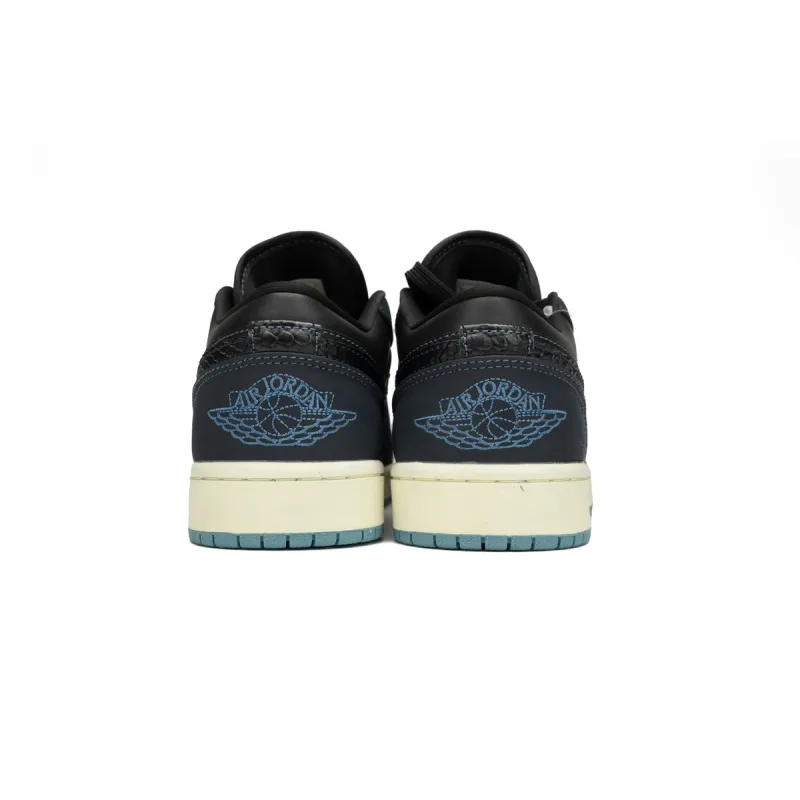 Air Jordan 1 Low SE Black Dark Obsidian Snakeskin (Women's) FJ5478-010