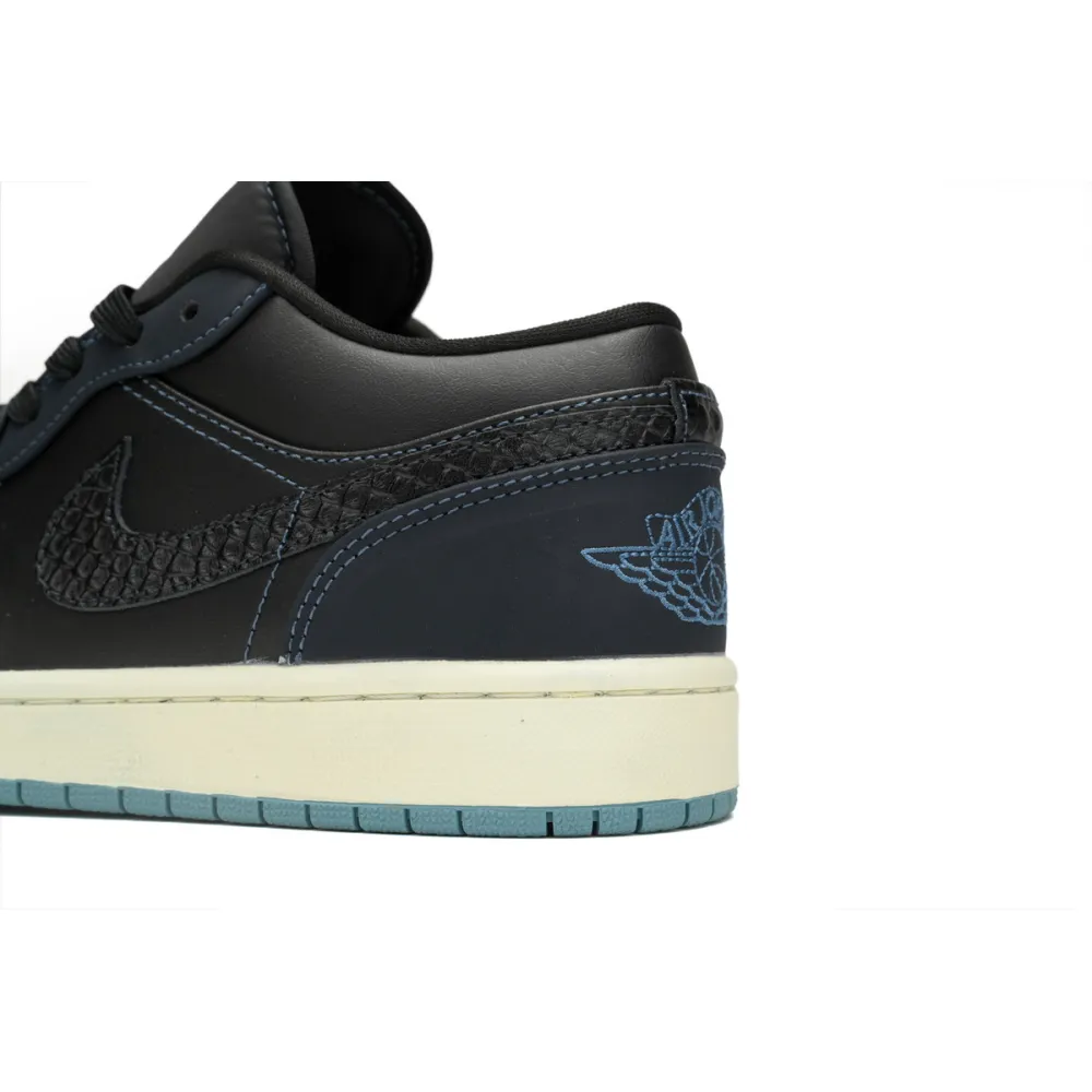 Air Jordan 1 Low SE Black Dark Obsidian Snakeskin (Women's) FJ5478-010