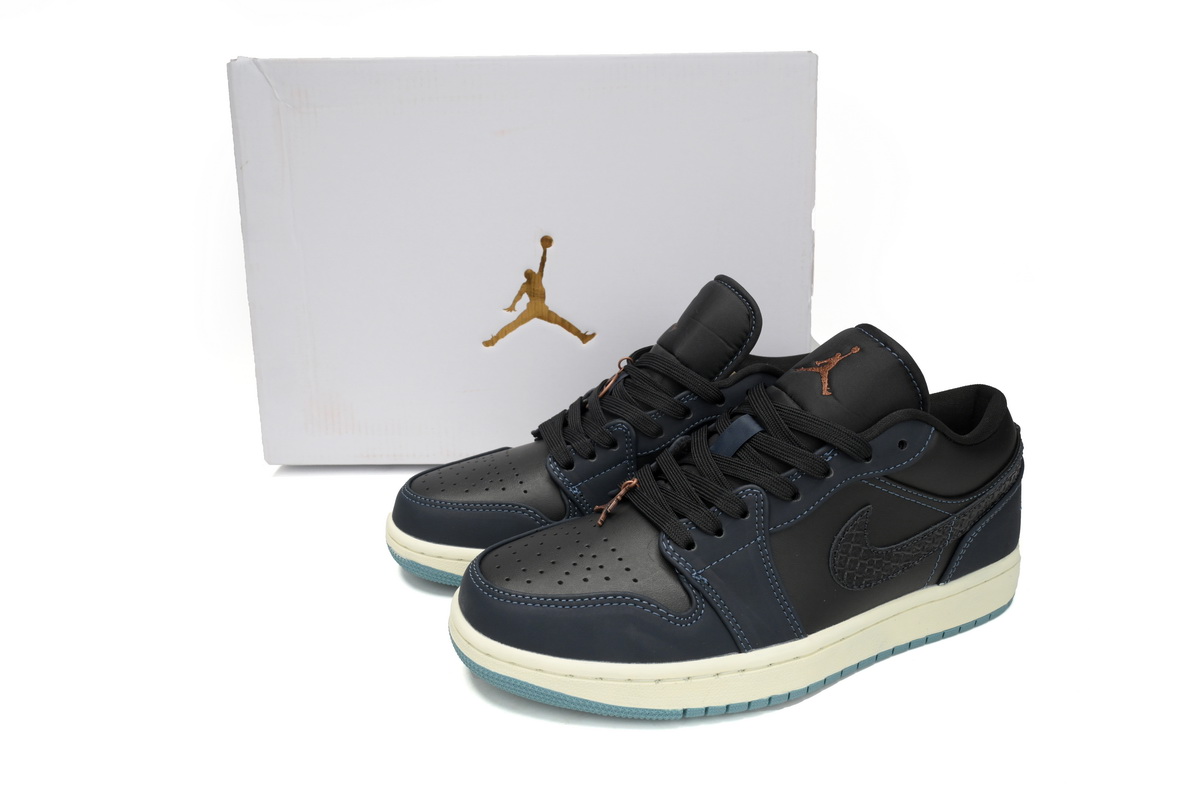 Air Jordan 1 Low SE Black Dark Obsidian Snakeskin (Women's) FJ5478-010