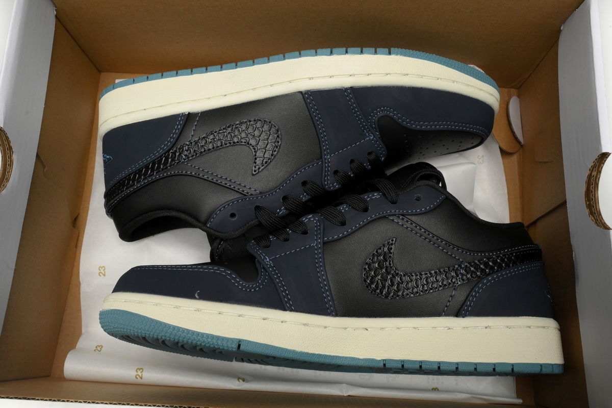Air Jordan 1 Low SE Black Dark Obsidian Snakeskin (Women's) FJ5478-010