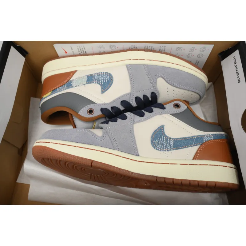 Air Jordan 1 Low SE Phantom Repaired Denim Swoosh FZ5046-041