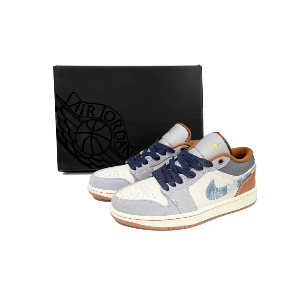Air Jordan 1 Low SE Phantom Repaired Denim Swoosh FZ5046-041