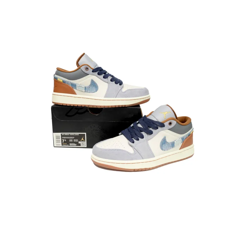 Air Jordan 1 Low SE Phantom Repaired Denim Swoosh FZ5046-041