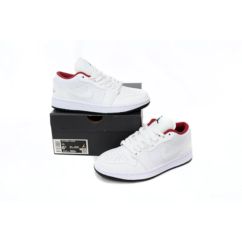 Air Jordan 1 Low White Gym Red Black (GS) 553560-164