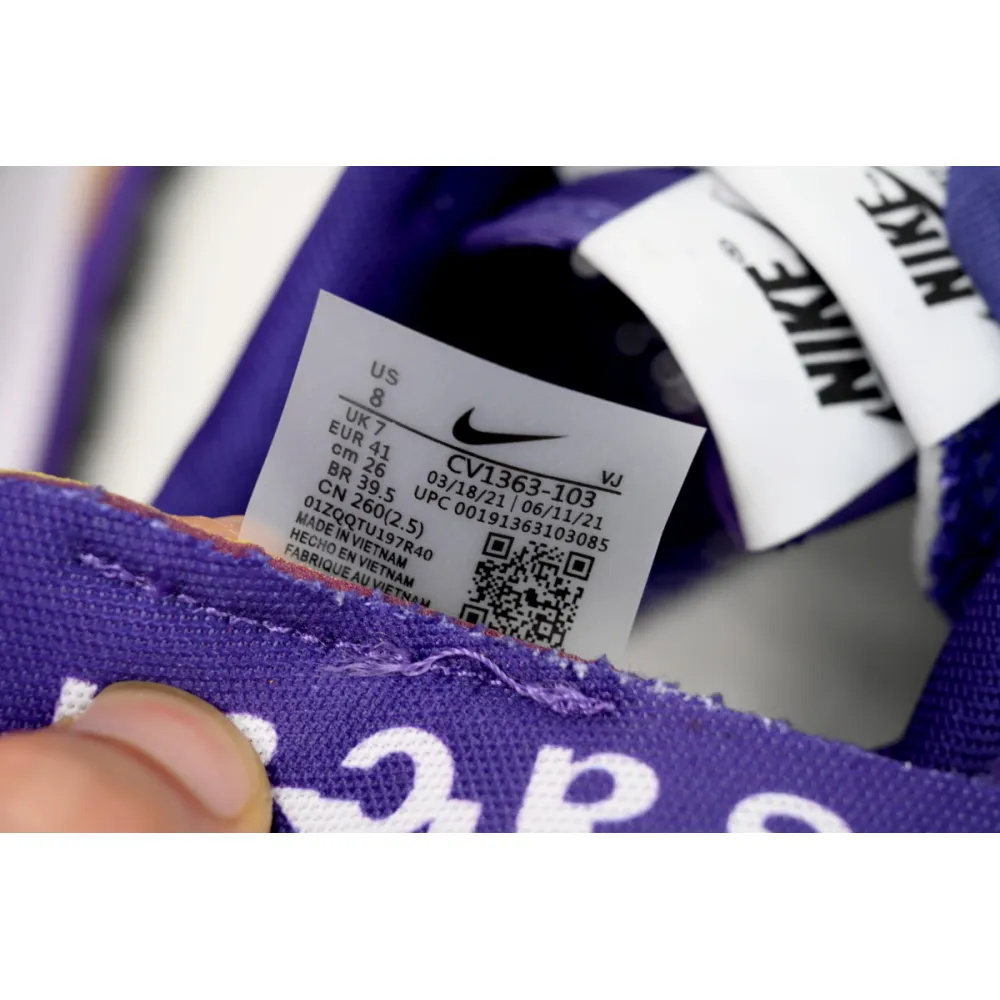  Sacai x Nike VaporWaffle Sesame Purple, White, and Yellow  DV1363-103