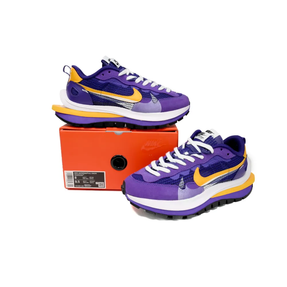  Sacai x Nike VaporWaffle Sesame Purple, White, and Yellow  DV1363-103