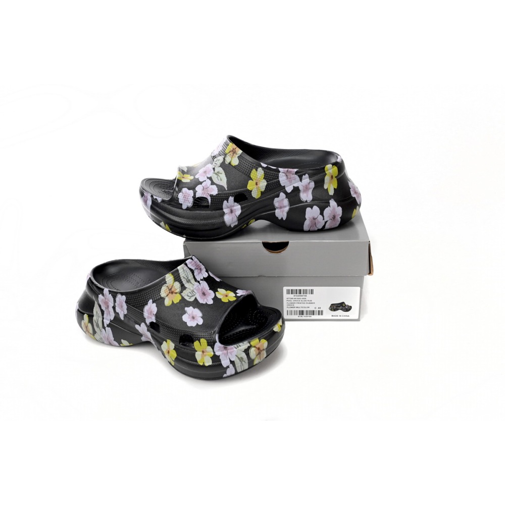 Balenciaga x Crocs Pool Slide Sandals Grey Flower (Women's) 677389W1S8G6556