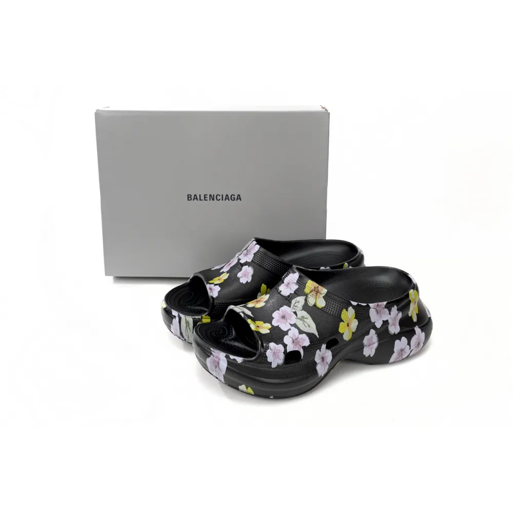 Balenciaga x Crocs Pool Slide Sandals Grey Flower (Women's) 677389W1S8G6556