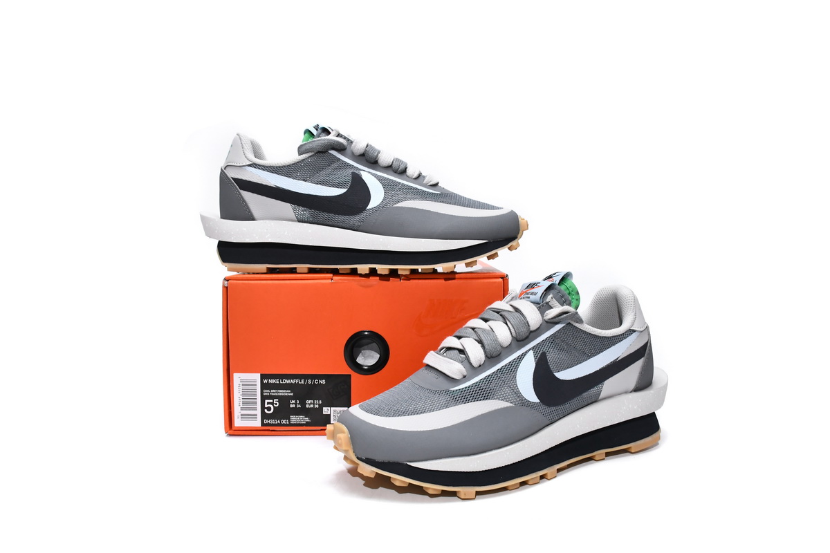 Nike LD Waffle sacai CLOT Kiss of Death 2 Cool Grey  DH3114-001 