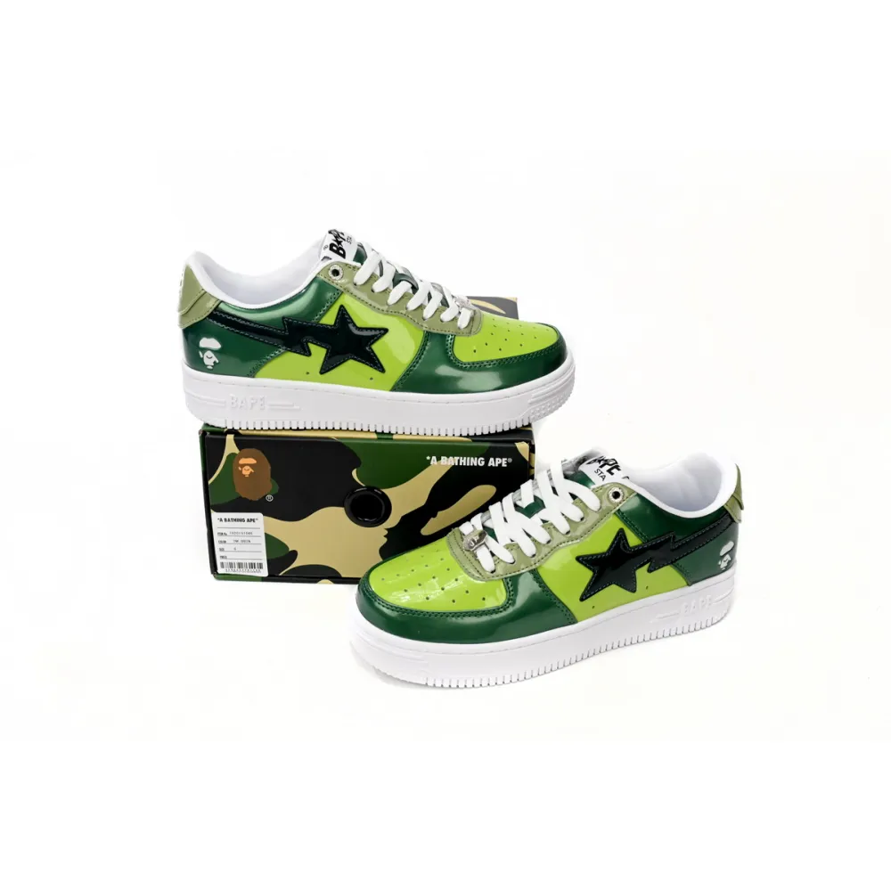  A Bathing Ape Bape Sta Low Black Green Mirror Surface 1H20 190 046