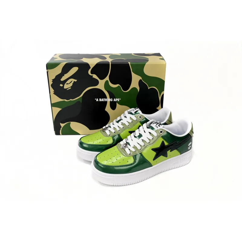  A Bathing Ape Bape Sta Low Black Green Mirror Surface 1H20 190 046