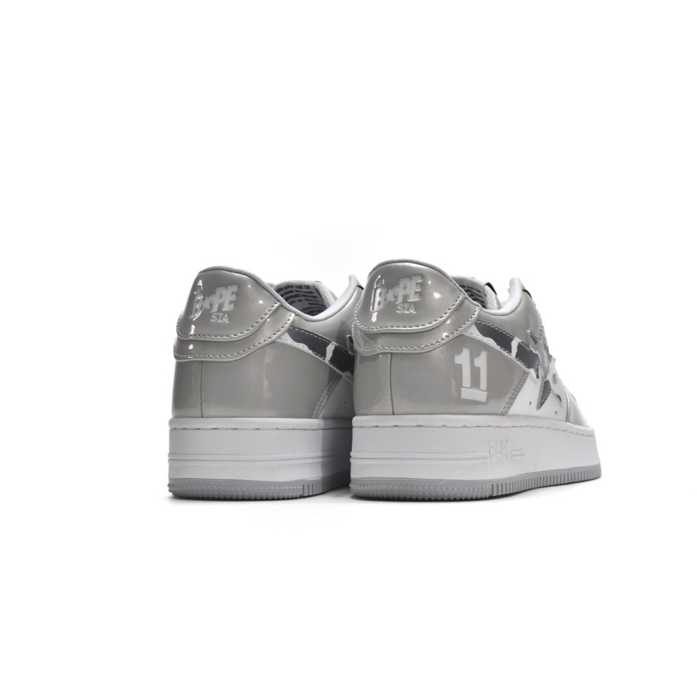  A Bathing Ape Bape Sta Low White Grey Mirror Surface 
