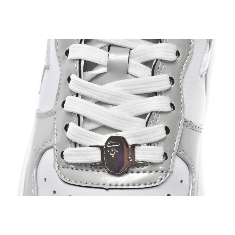  A Bathing Ape Bape Sta Low White Grey Mirror Surface 