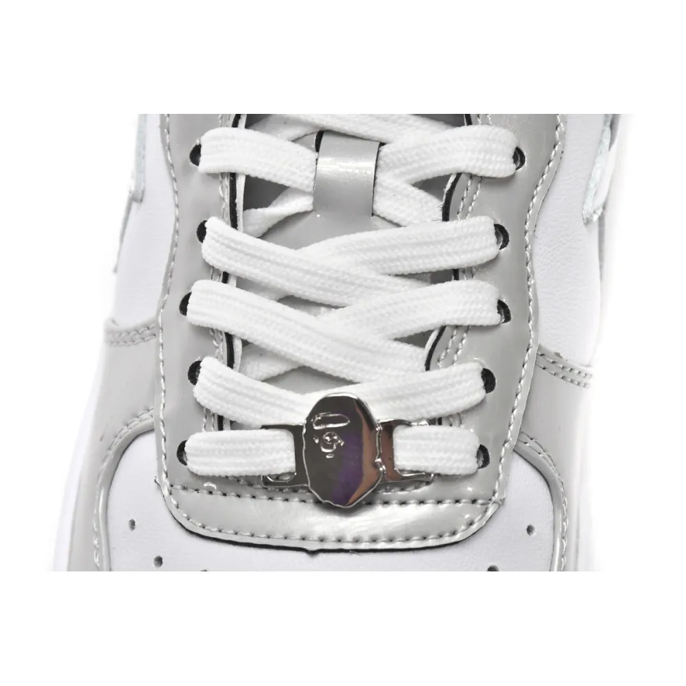  A Bathing Ape Bape Sta Low White Grey Mirror Surface 