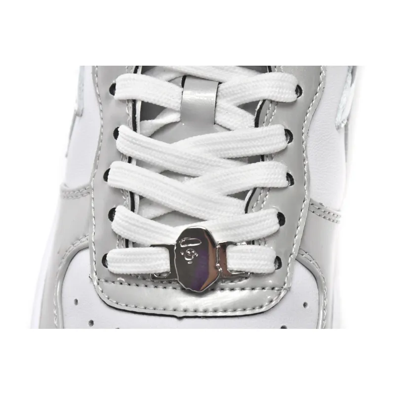  A Bathing Ape Bape Sta Low White Grey Mirror Surface 