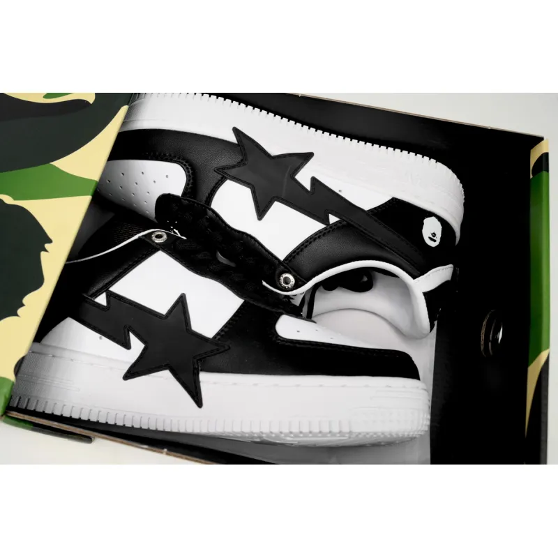 A Bathing Ape Bape Sta Low Black And White Star  OZXSH W291 306
