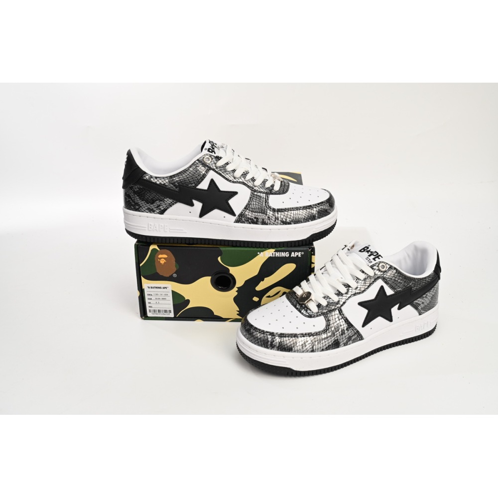 A Bathing Ape Bape Sta Low Black Black Snake Skin  1180 191 009