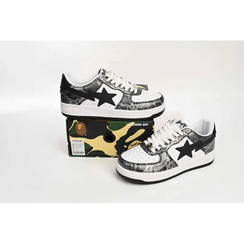 A Bathing Ape Bape Sta Low Black Black Snake Skin  1180 191 009