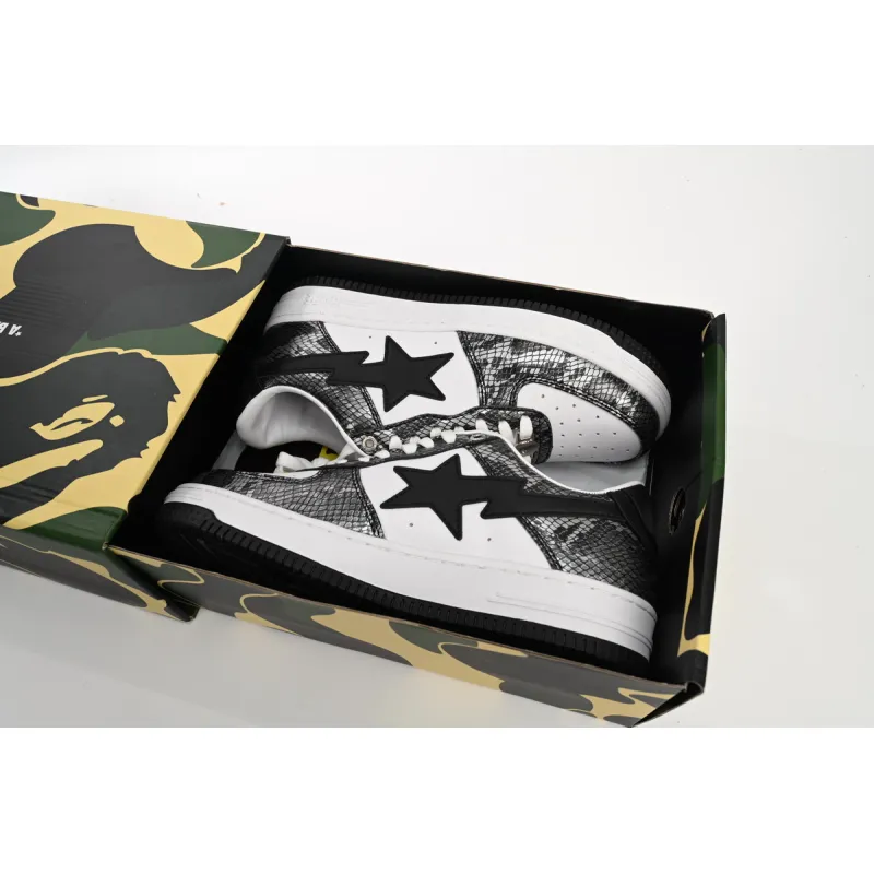 A Bathing Ape Bape Sta Low Black Black Snake Skin  1180 191 009